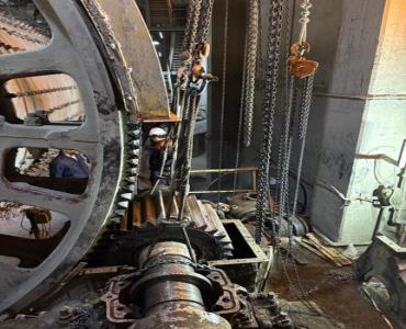 تعویض پینیون و تراشکاری شافت آسیاب سیمان شمال تهران